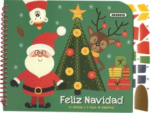 FELIZ NAVIDAD. 15 LAMINAS Y 5 HOJAS DE PEGATINAS